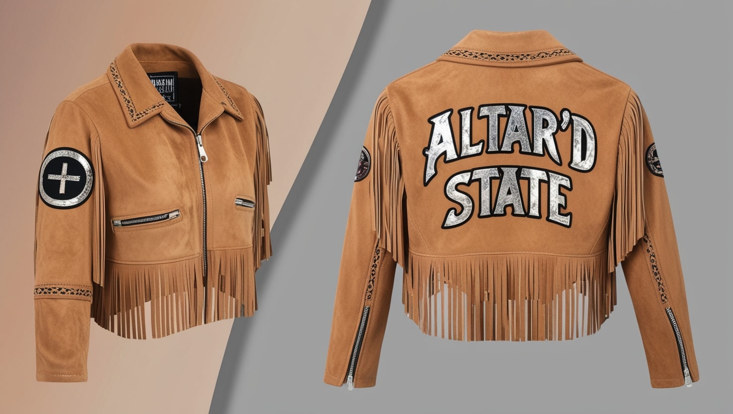 Altar'd State Cropped Faux Suede Fringed Jacket