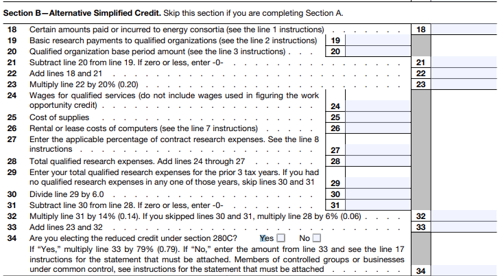 the alternative simplified credit