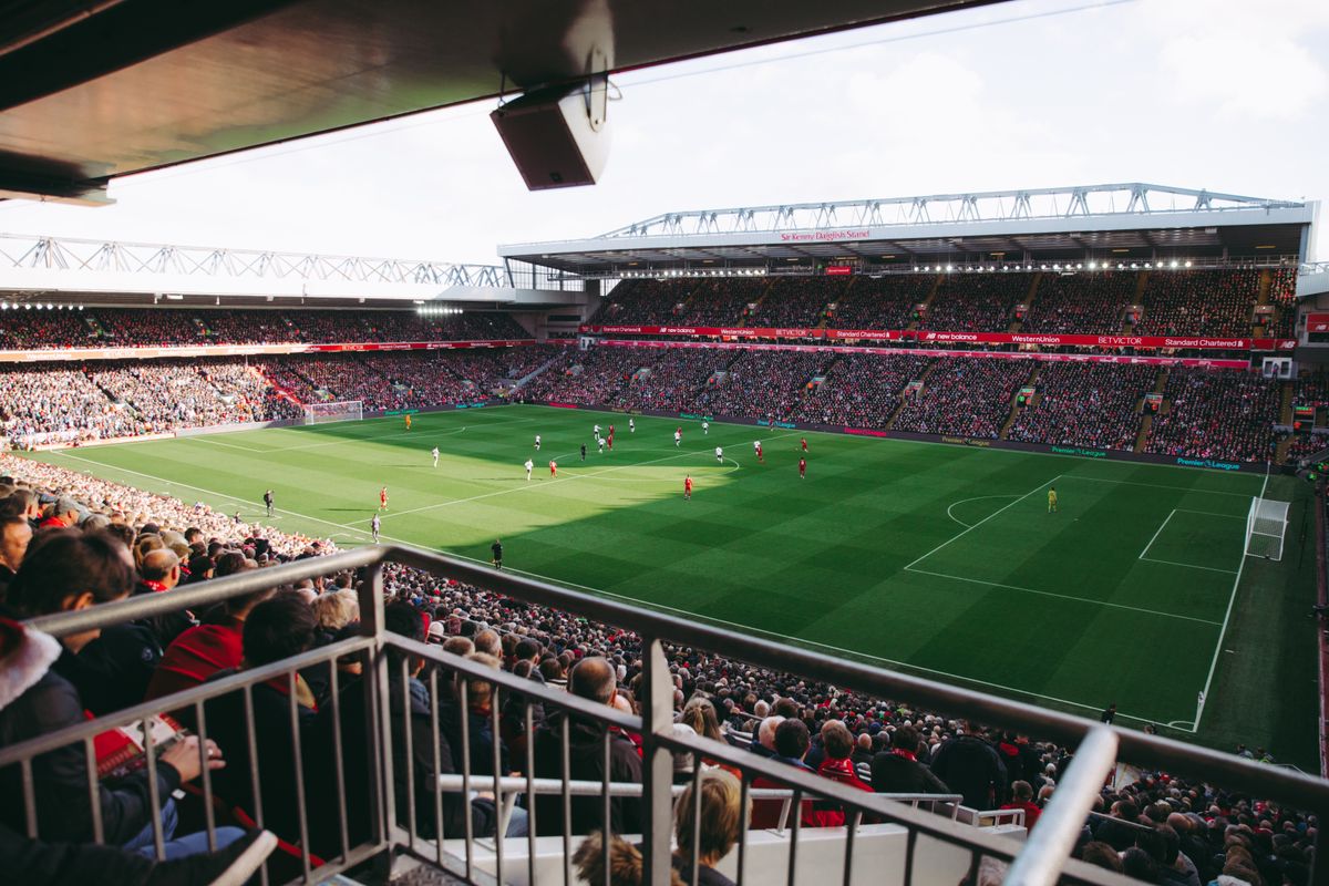 Football stadium full of fans during a match